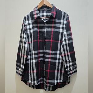 Black and Red Casual Button Down Shirt